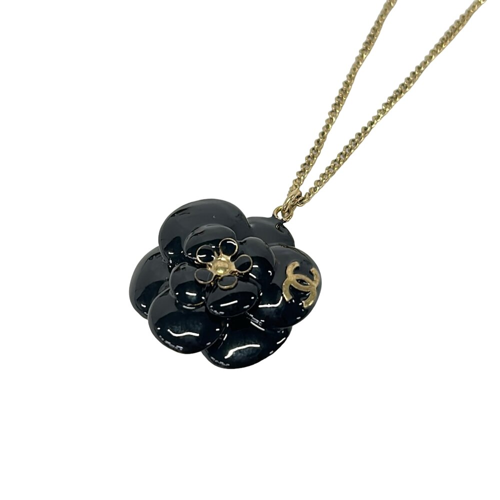 Chanel Necklace Black Gold